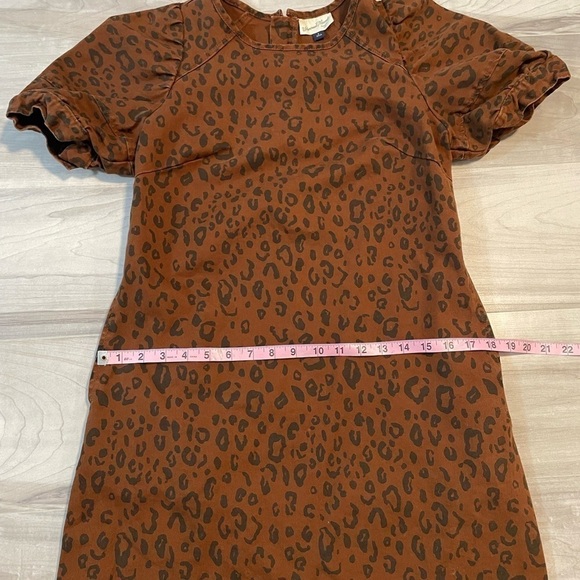 Universal Thread Brown & Black Leopard Print Dress Short Puff Sleeves-Size 2 - Picture 12 of 15